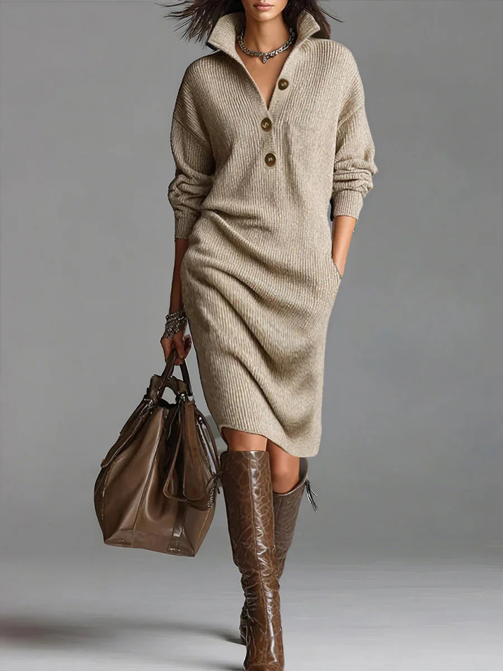 Britt | Rochie midi ribată, elegantă